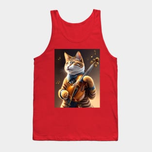 Mr. cat plays the violin Tank Top